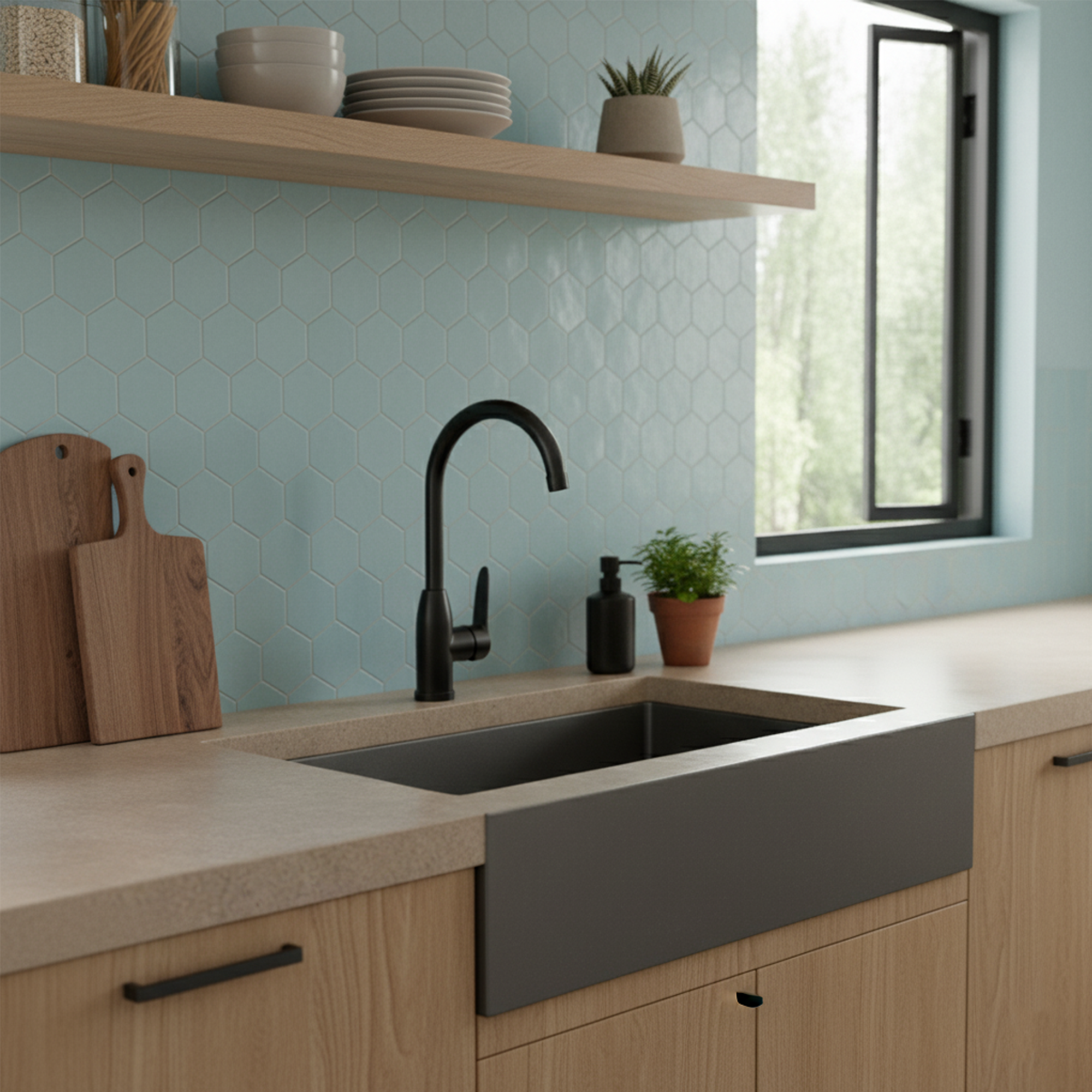 Griferia Lavaplatos Mezclador Cuerpo Negro 