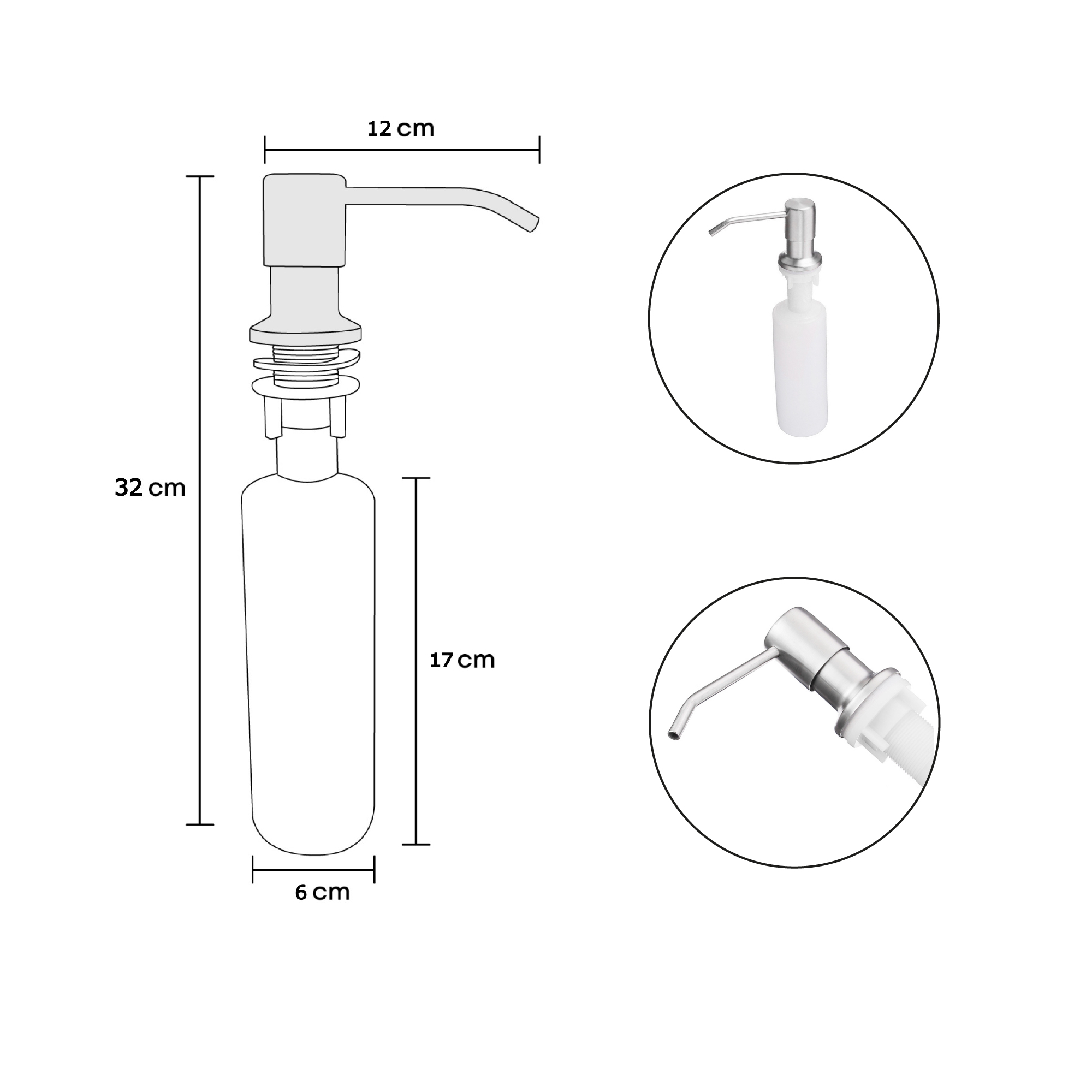 Kit Grifería Lavaplatos Agua Fría + Dispensador Jabón  + Accesorios C1164