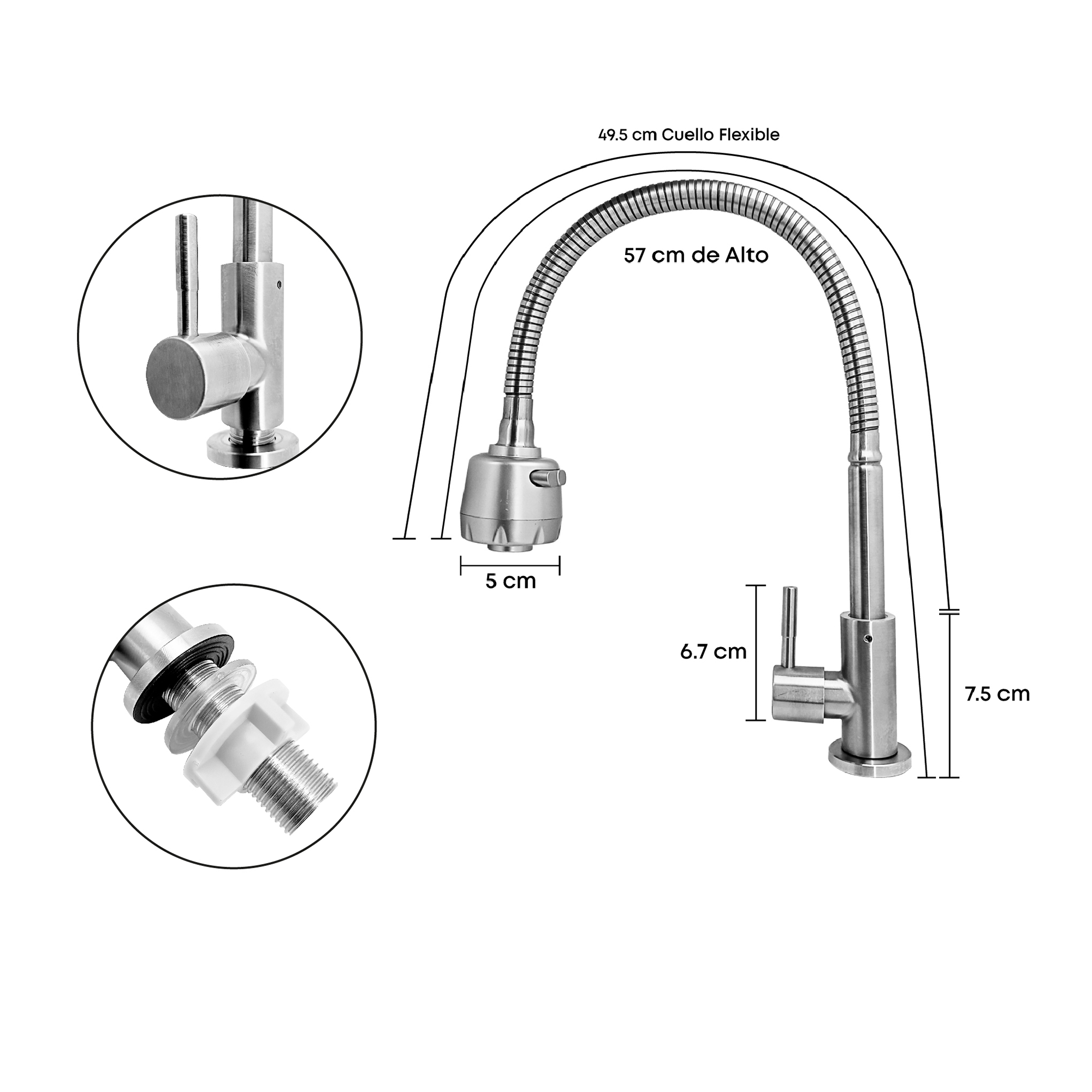 Kit Grifería Lavaplatos Agua Fría + Dispensador Jabón  + Accesorios C1164