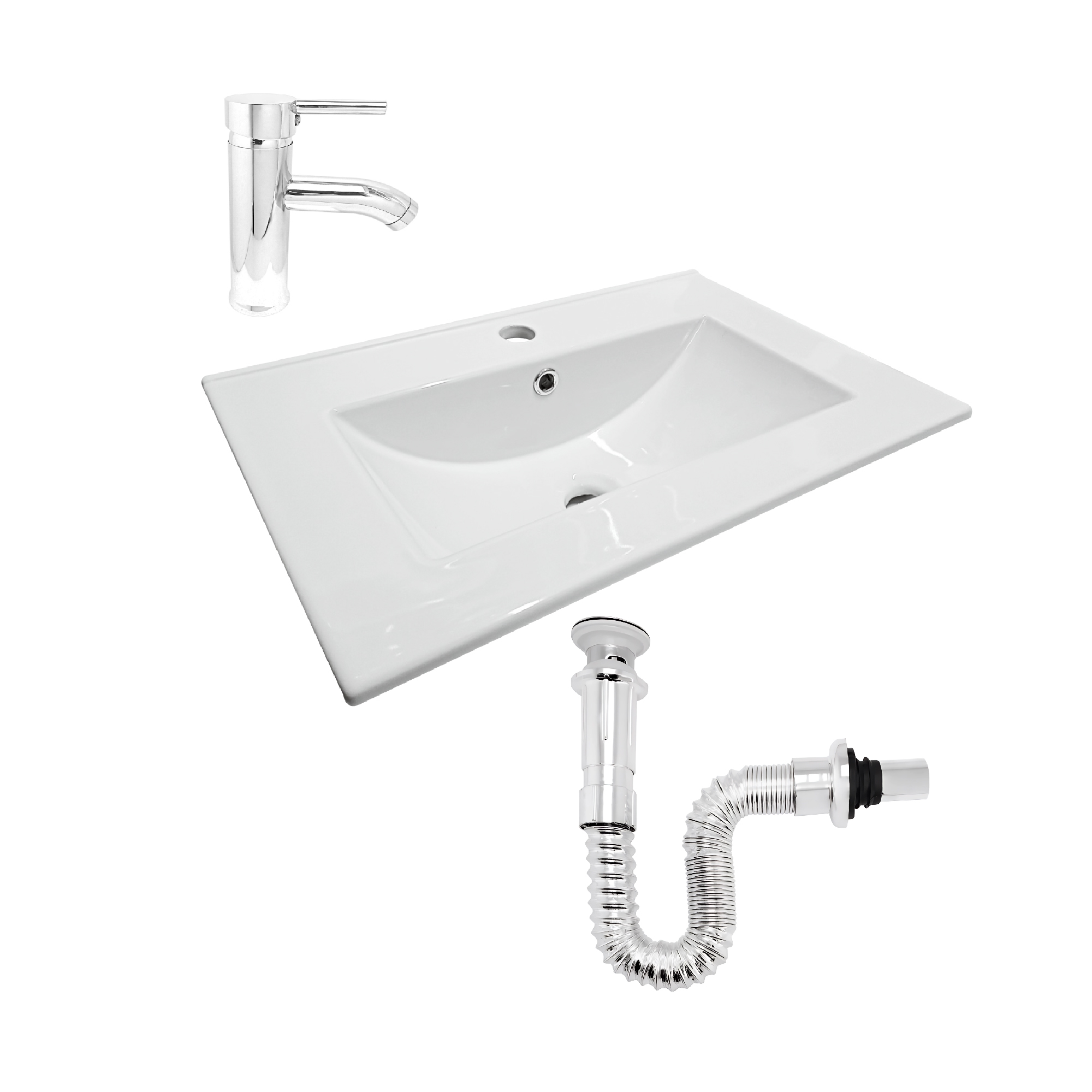 Combo Placa Lavamanos 71x46 +griferia +push Integrado C289