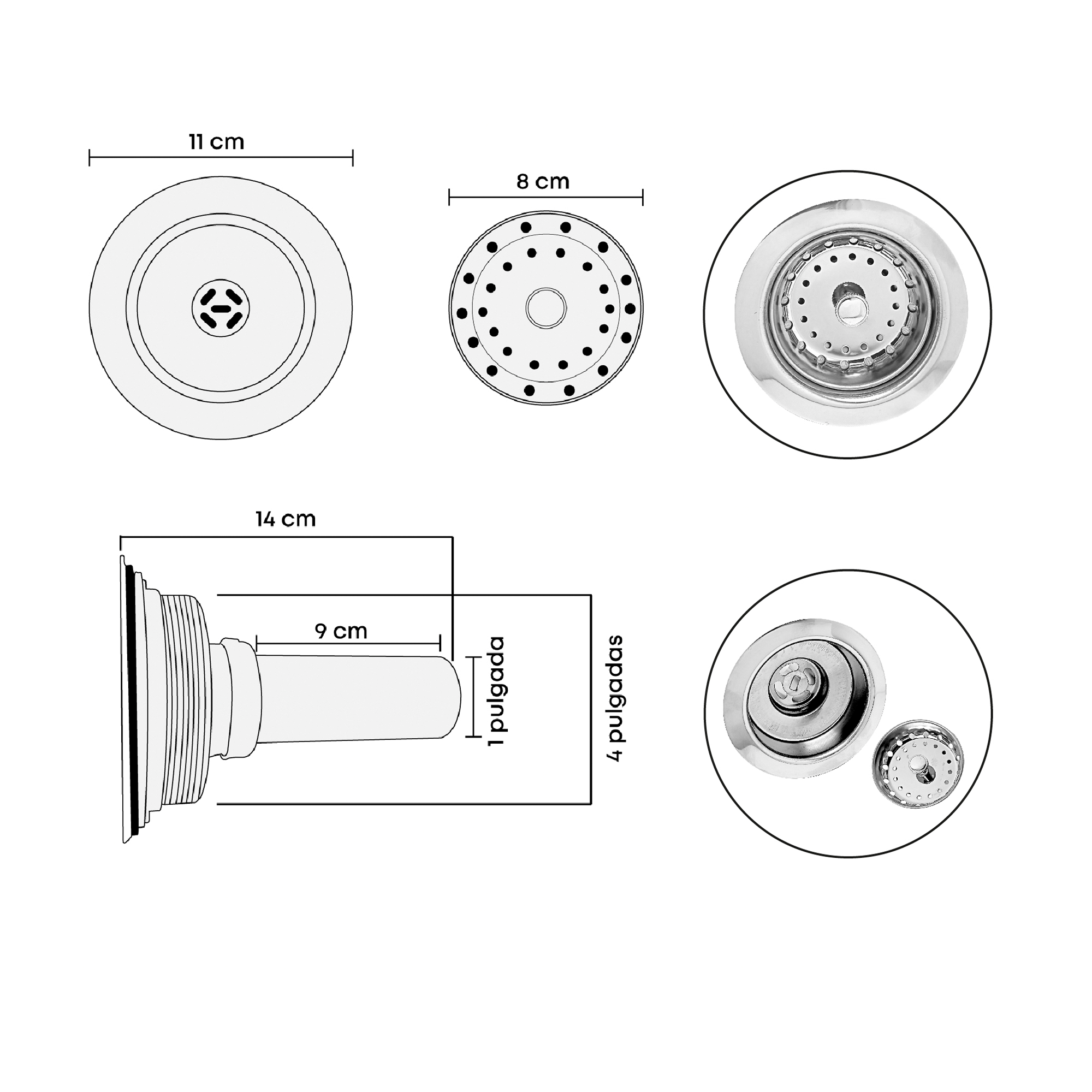 Kit Grifería Lavaplatos Agua Fría + Dispensador Jabón  + Accesorios C1165