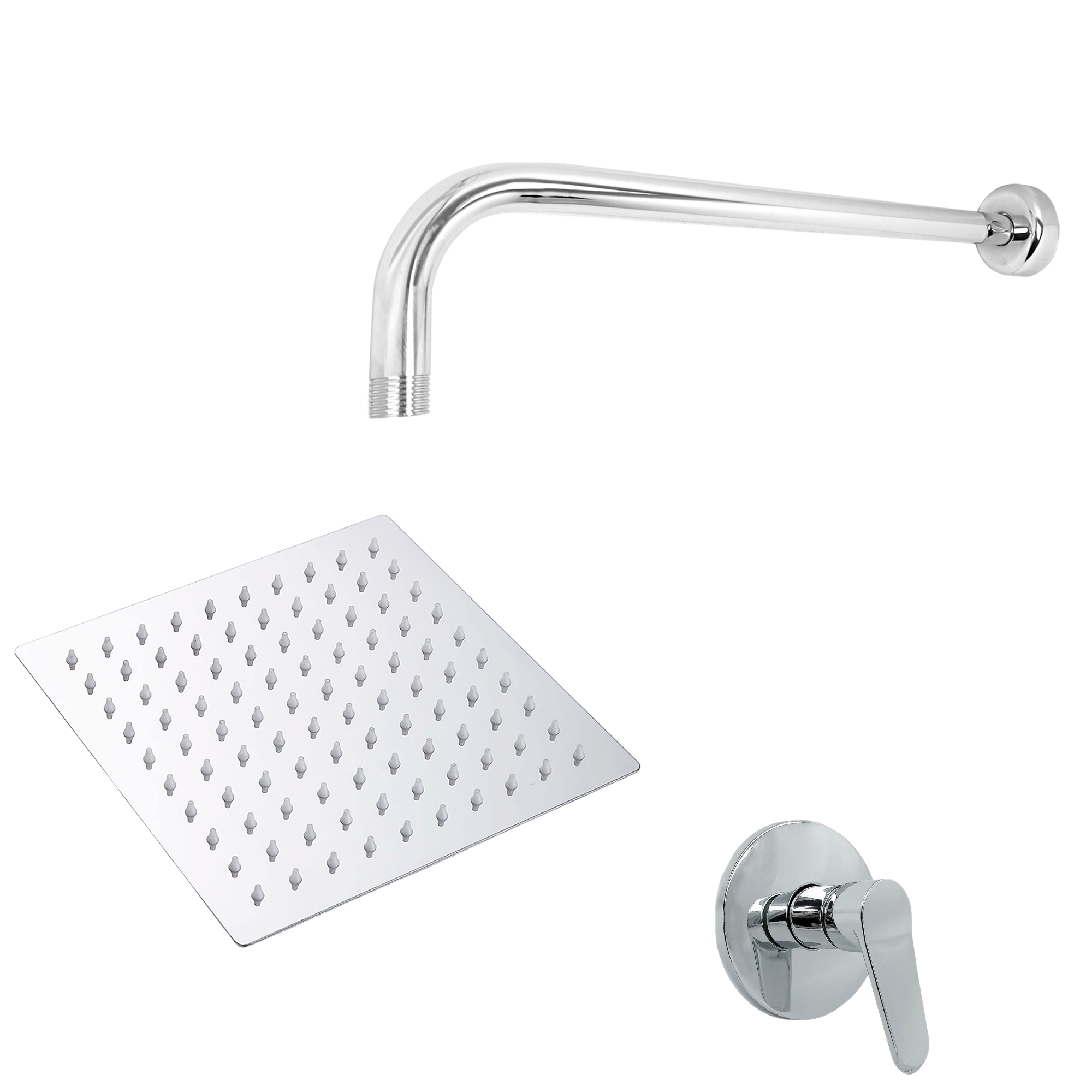 Ducha Acero 30*30cm Cuadrada + Brazo 40cm + Mezclador
