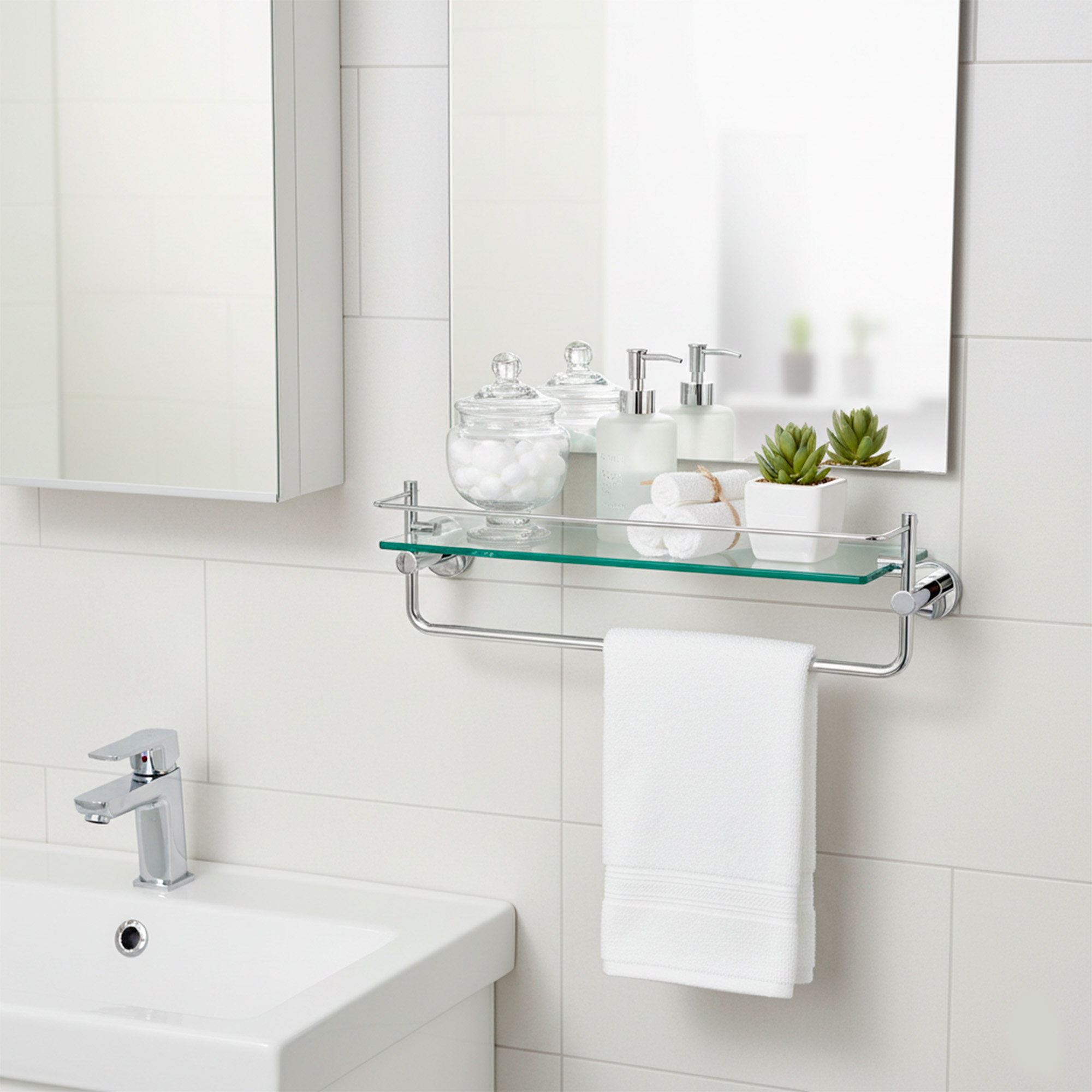 Organizador Ducha Repisa Vidrio/Acero