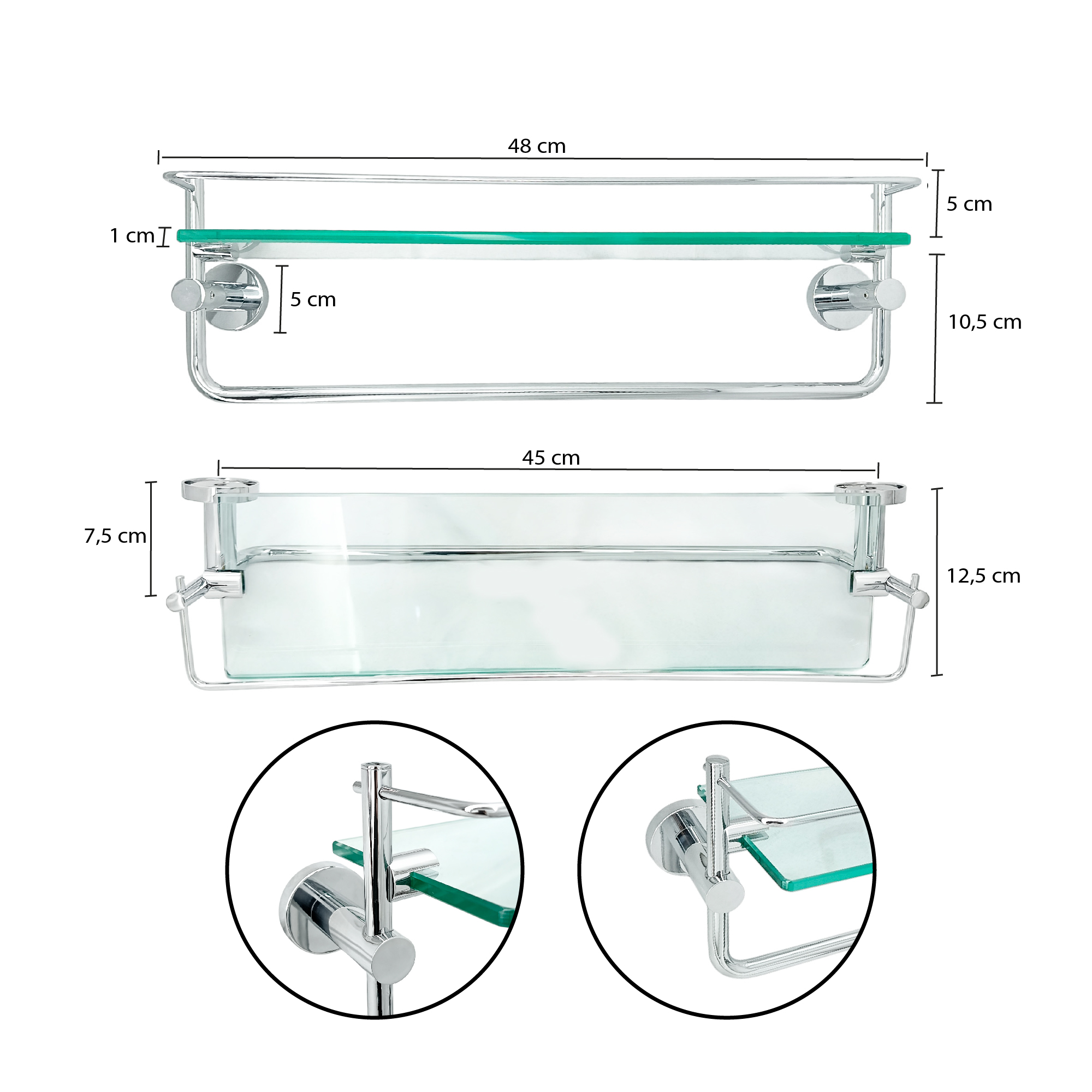 Organizador Ducha Repisa Vidrio/Acero