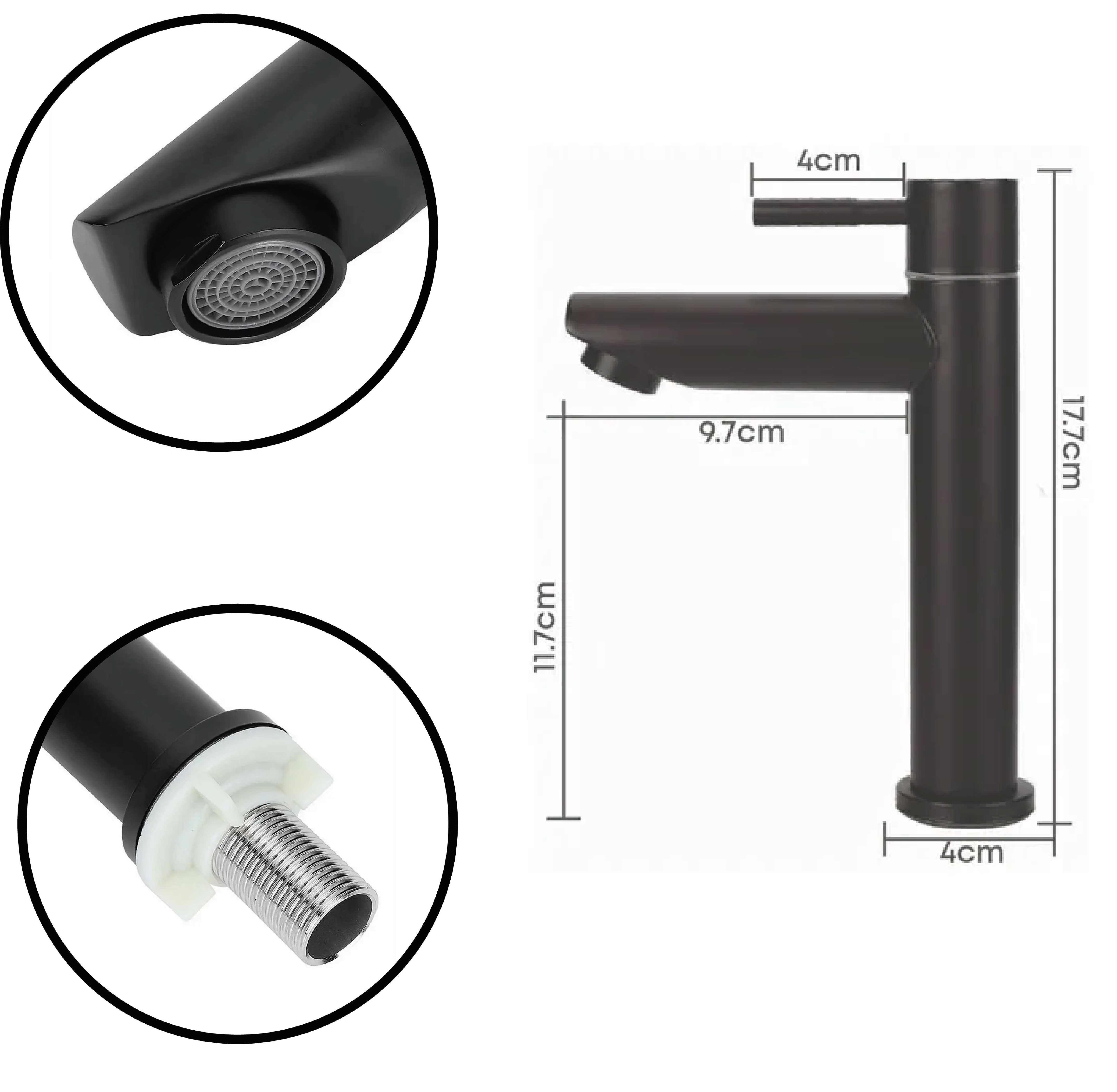 Combo Lavamanos Sobreponer + Griferia Agua Fría Negra C1185