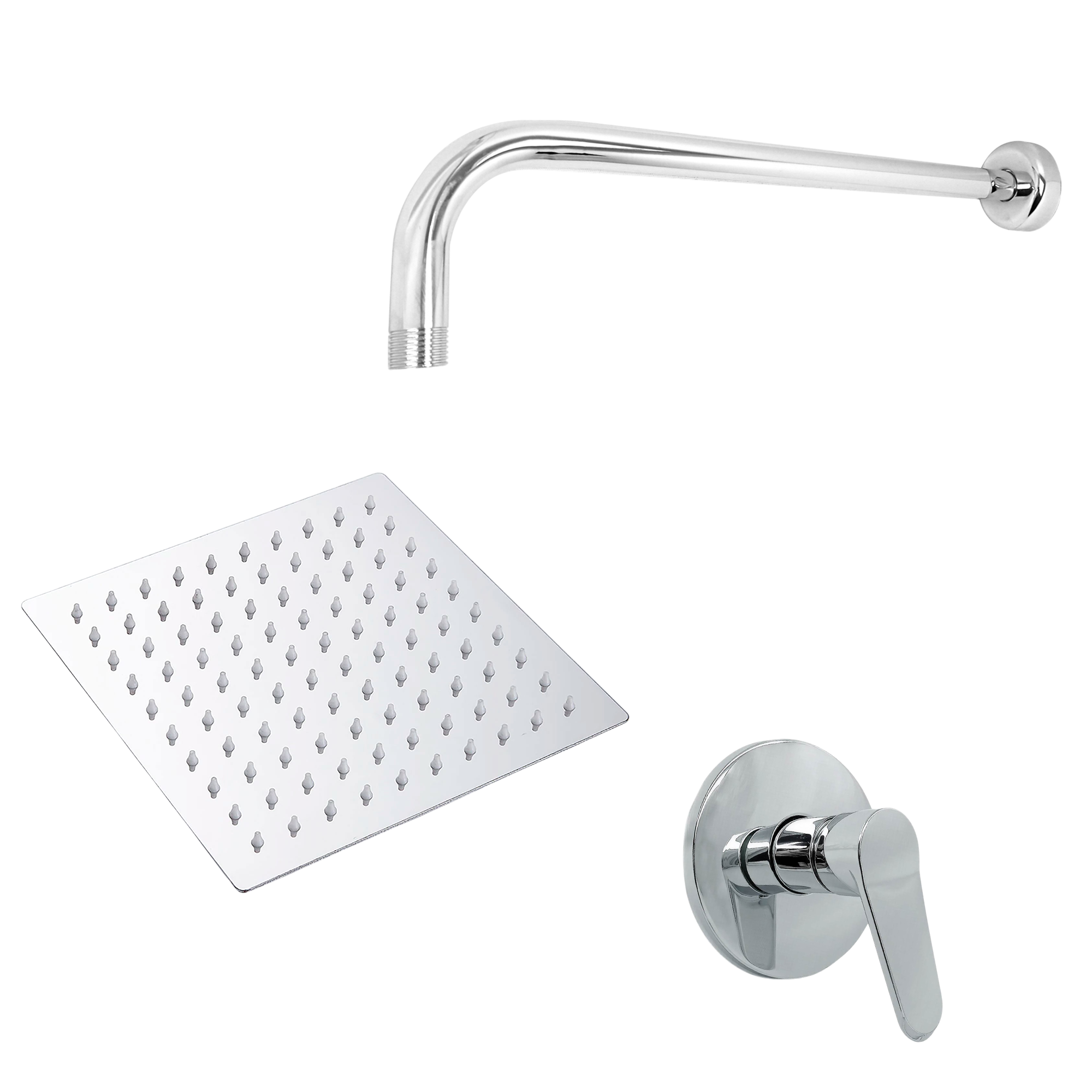 Combo Ducha Cuadrada 15CM Cromada + Brazo 40 CM  + Mezclador De Ducha Colombia
