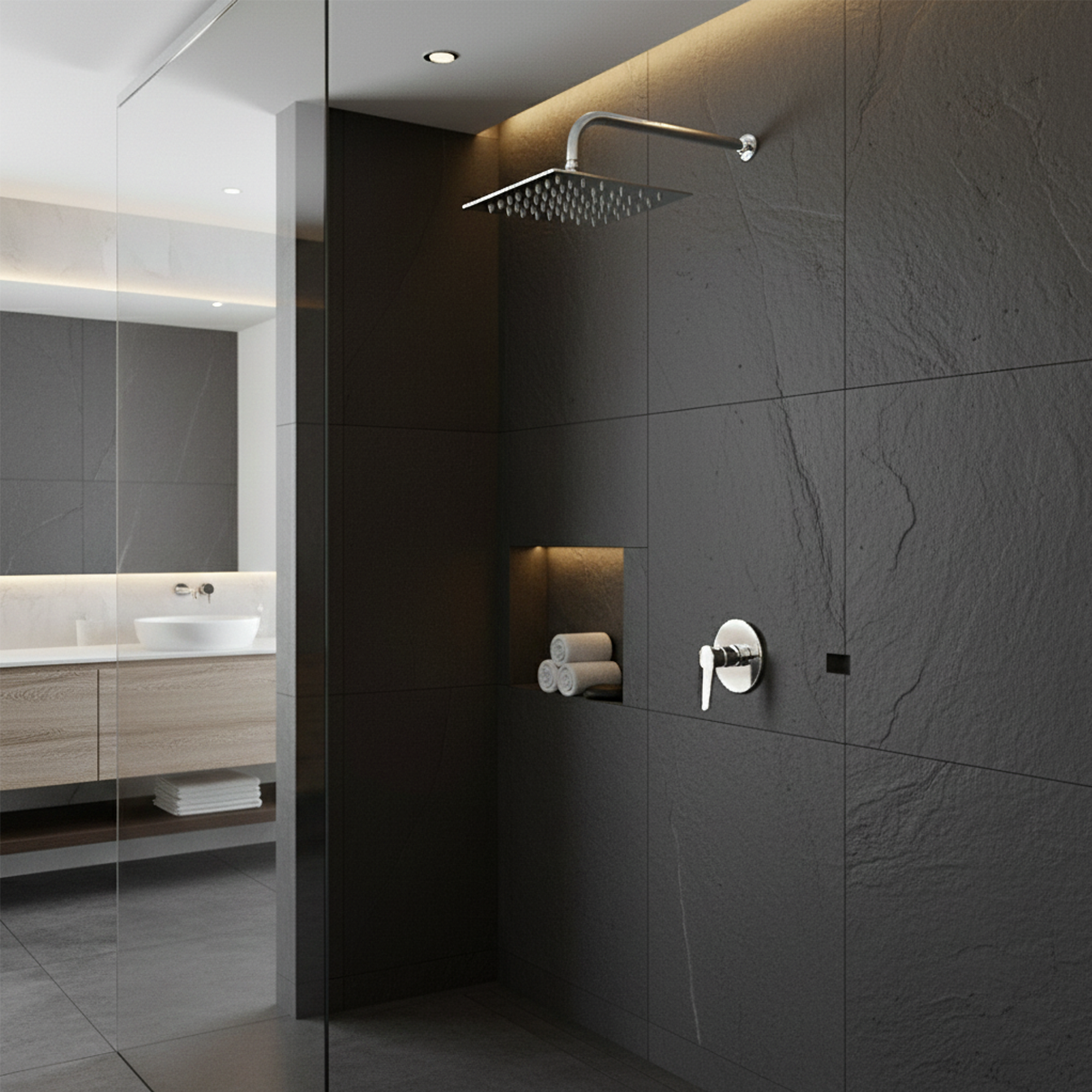 Combo Ducha Cuadrada 15CM Cromada + Brazo 40 CM  + Mezclador De Ducha Colombia