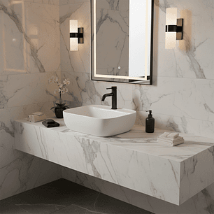 Combo Lavamanos Sobreponer + Griferia Agua Fría Negra C1188