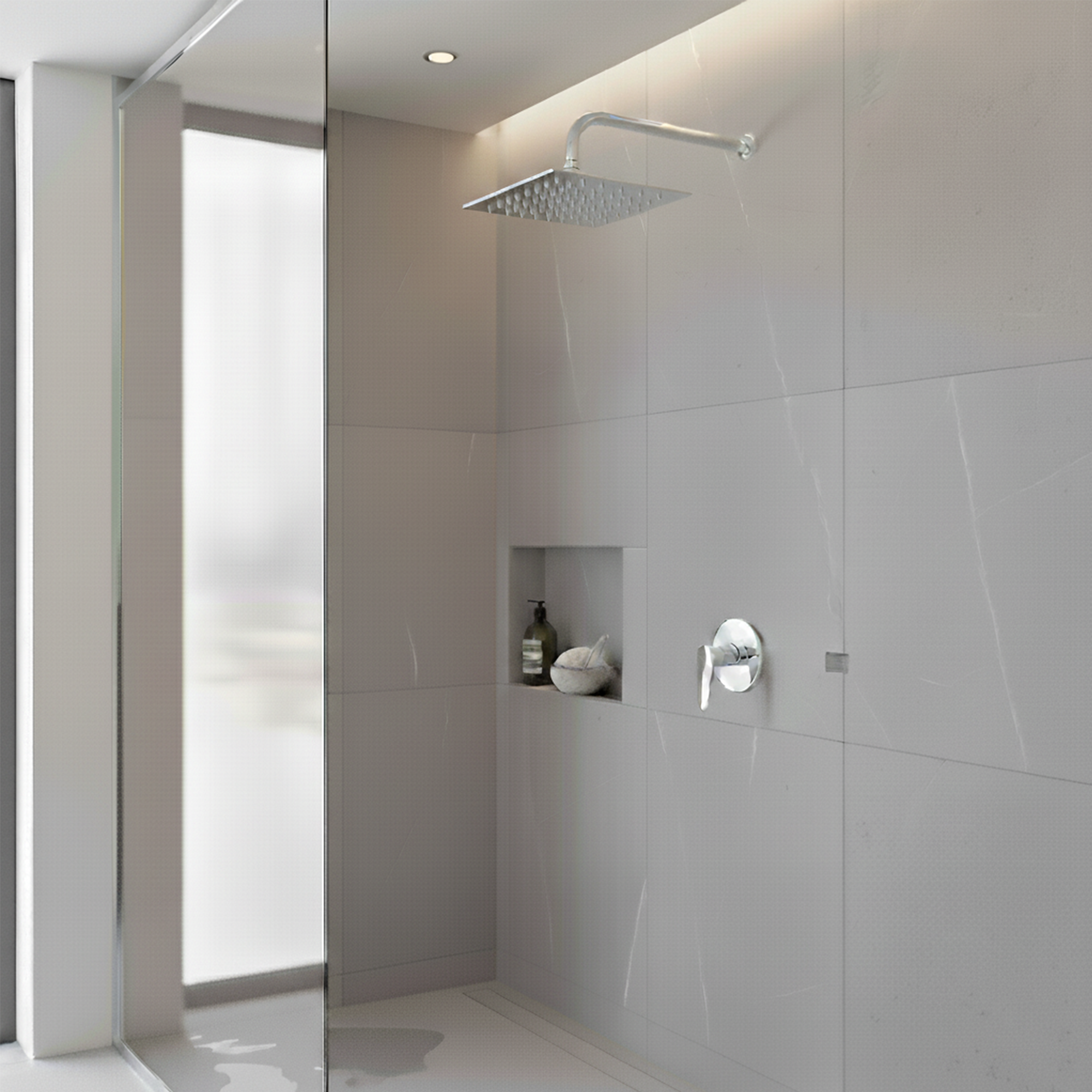 Ducha Acero 30*30cm Cuadrada + Brazo 40cm + Mezclador