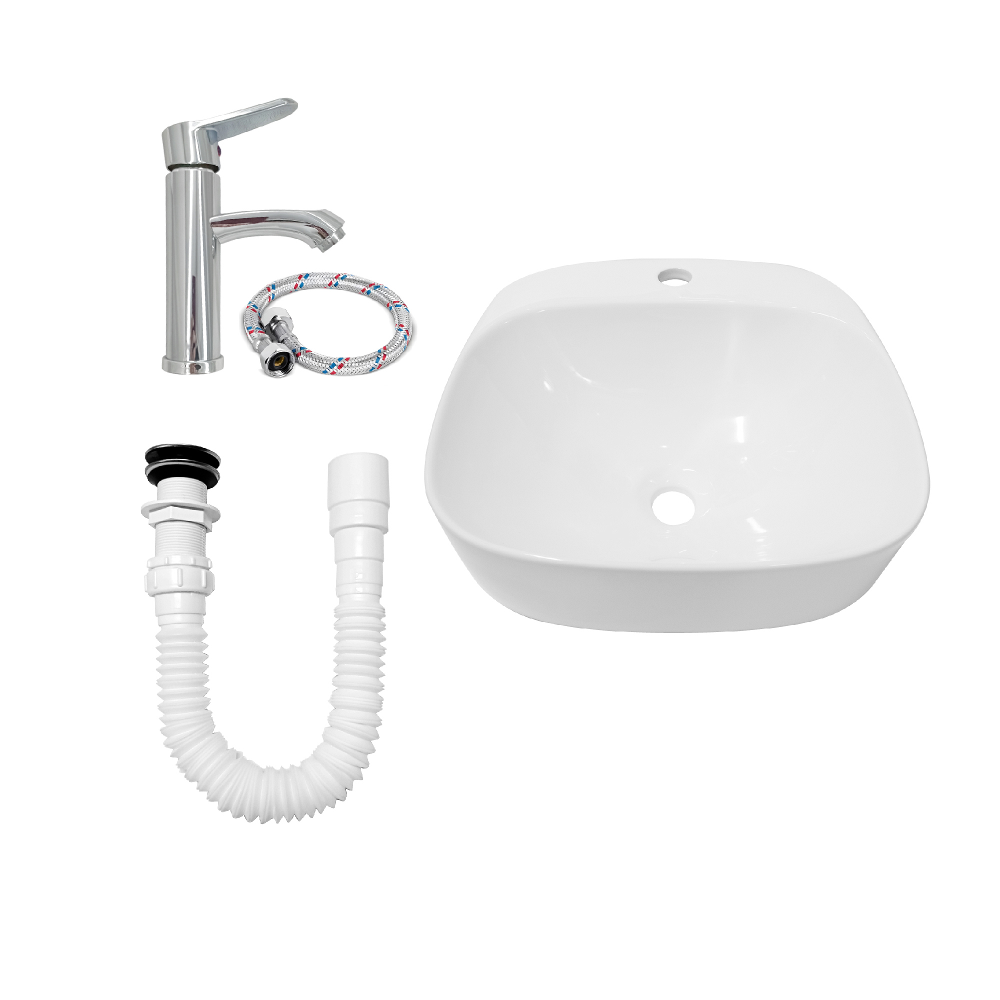 Combo Lavamanos Sobreponer + Griferia Mezclador Baja C1189