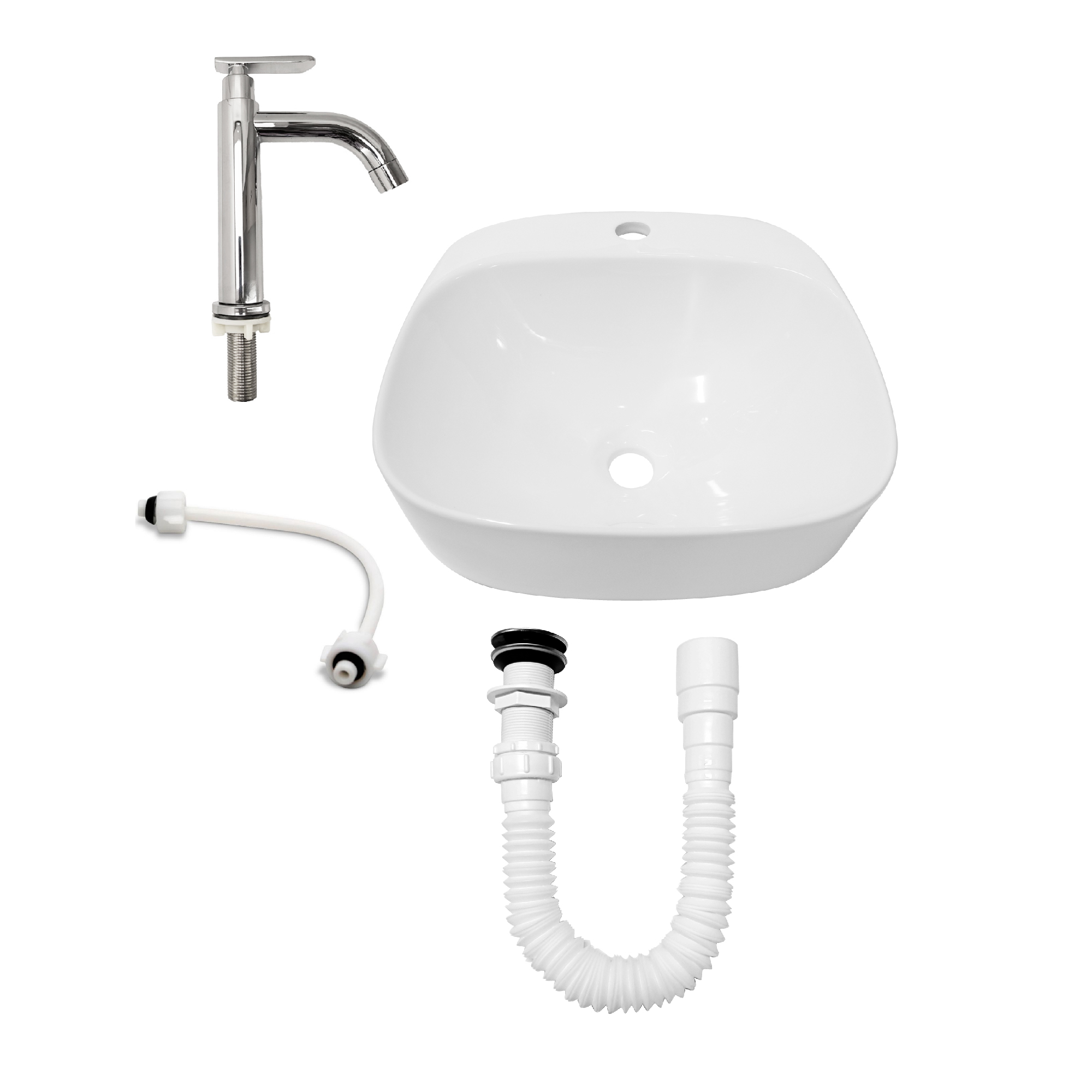 Combo Lavamanos Sobreponer + Griferia Agua Fría C1191