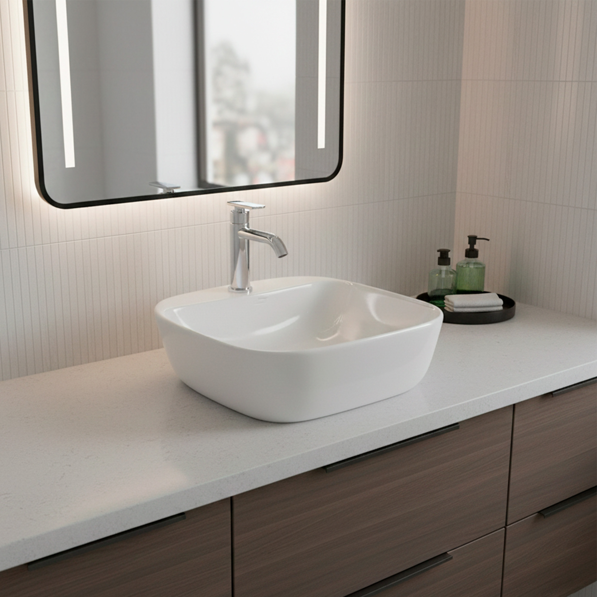 Combo Lavamanos Sobreponer + Griferia Agua Fría C1191