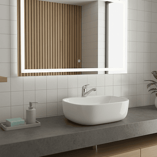 Combo Lavamanos Sobreponer + Grifería Agua Fría ABS + Push + Sifón