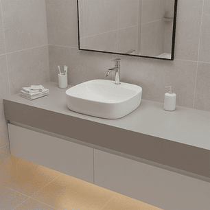 Combo Lavamanos Sobreponer + Griferia Agua Fría C1190