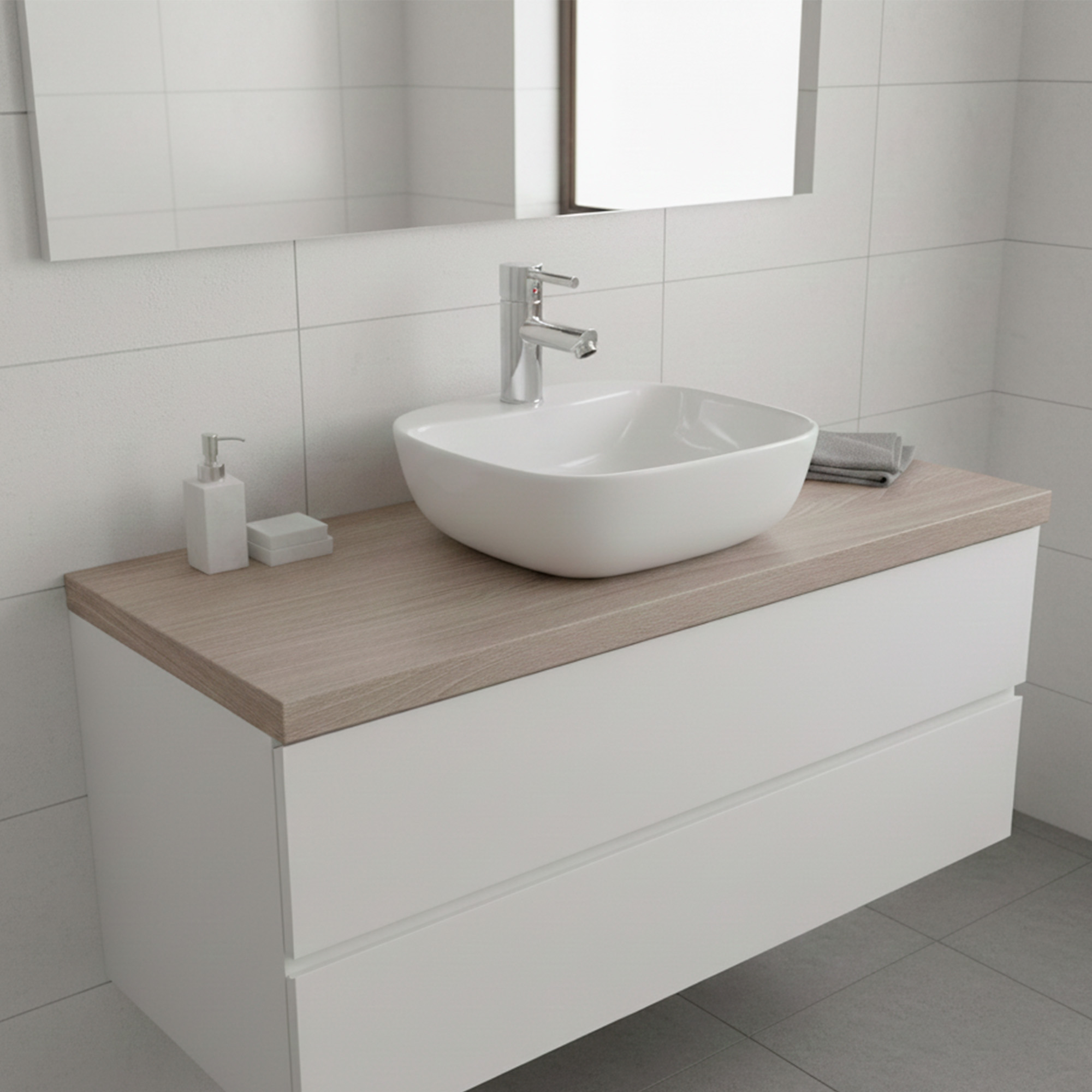 Combo Lavamanos Sobreponer + Griferia Mezclador Baja C1192