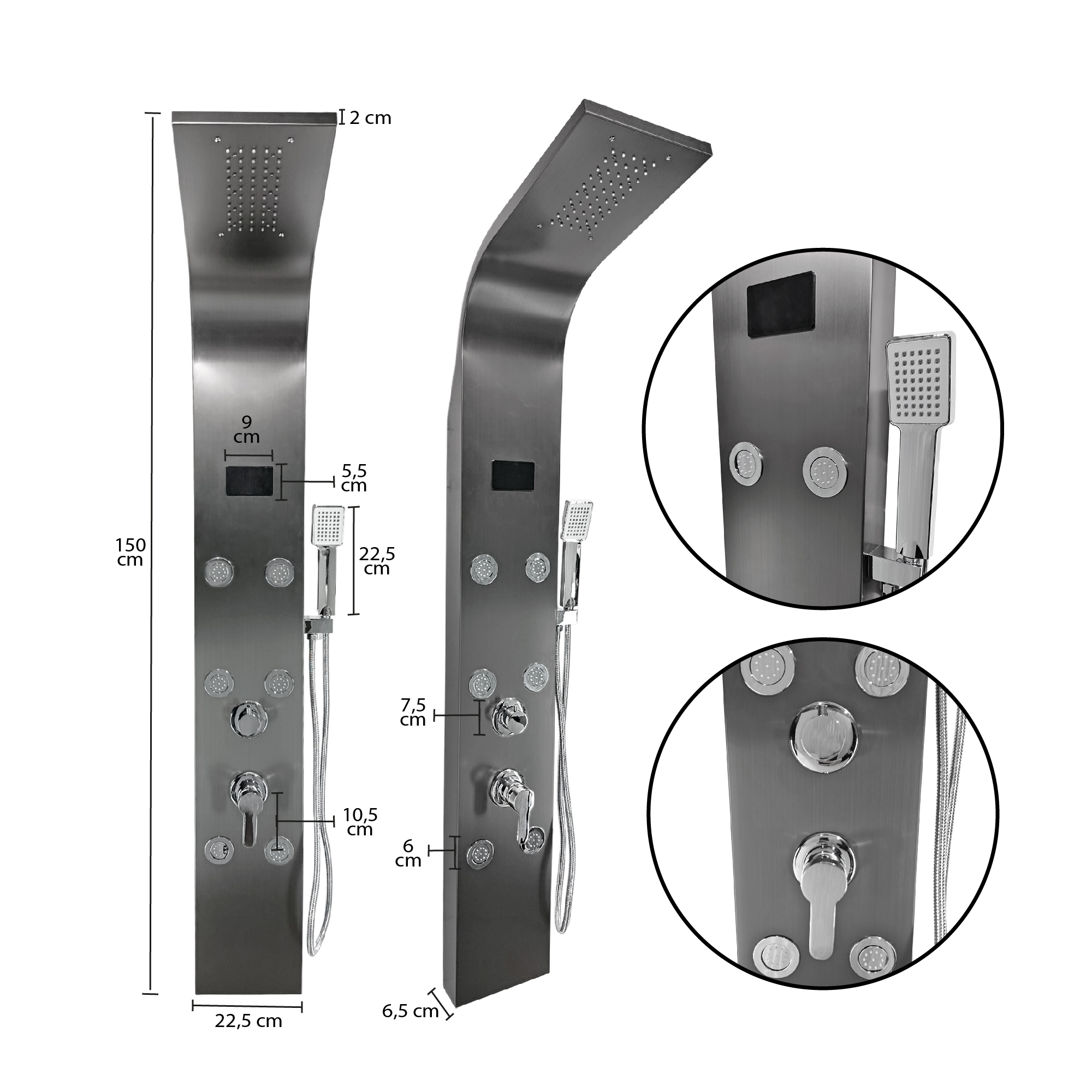 Columna Ducha Gris Cobalto
