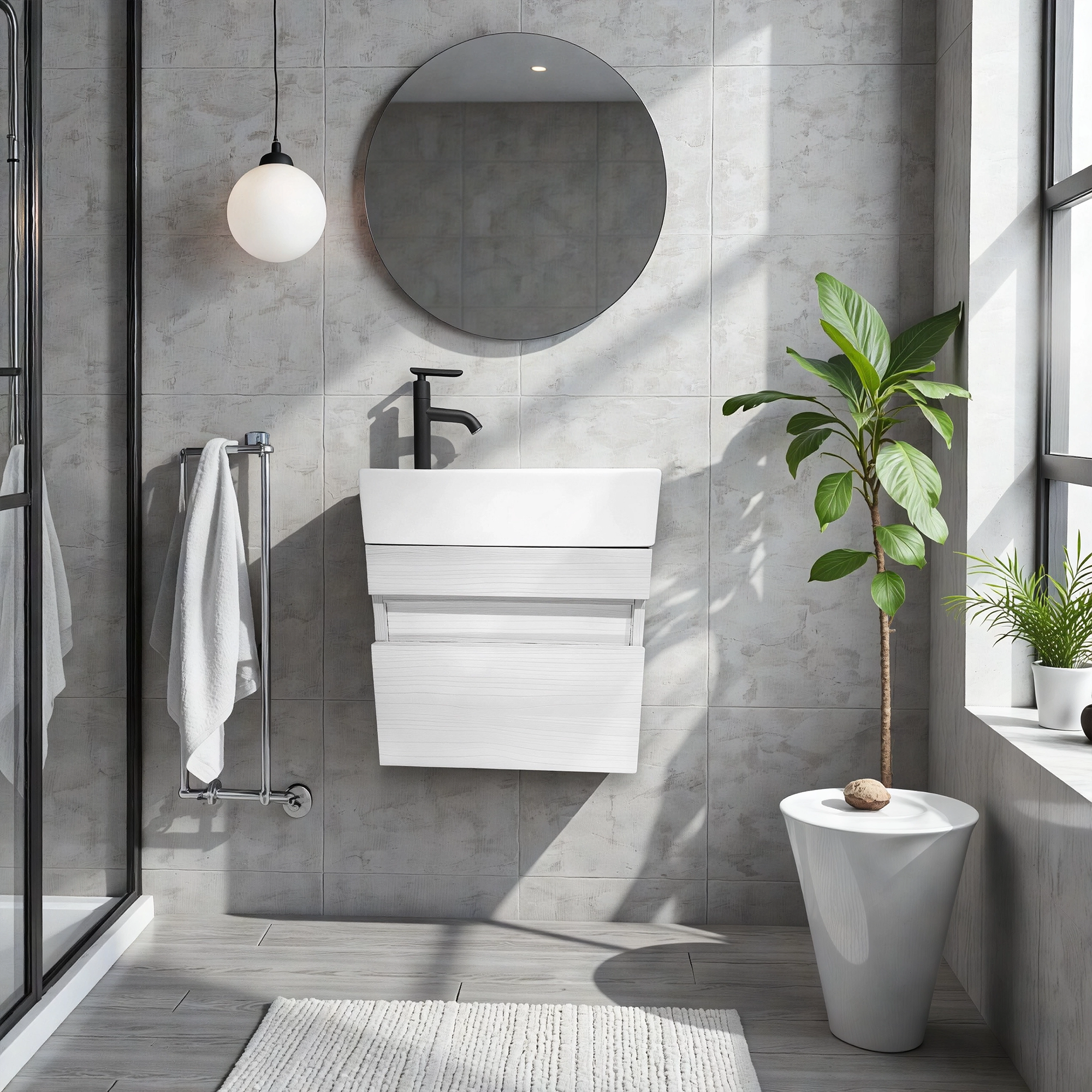 Mueble Flotante Para Lavamanos Nappo ( Color Glacial )