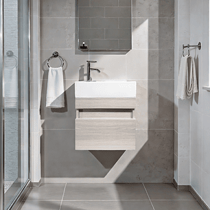 Mueble Aksel Flotante Para Lavamanos Nappo Merano Beige Sin Agujeros