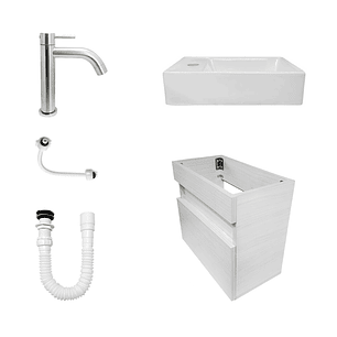 Combo Mueble Lavamanos + Lavamanos + Grifería + Acople+ Push