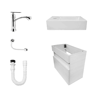 Combo Mueble Lavamanos + Lavamanos + Push + Grifería+ Acople