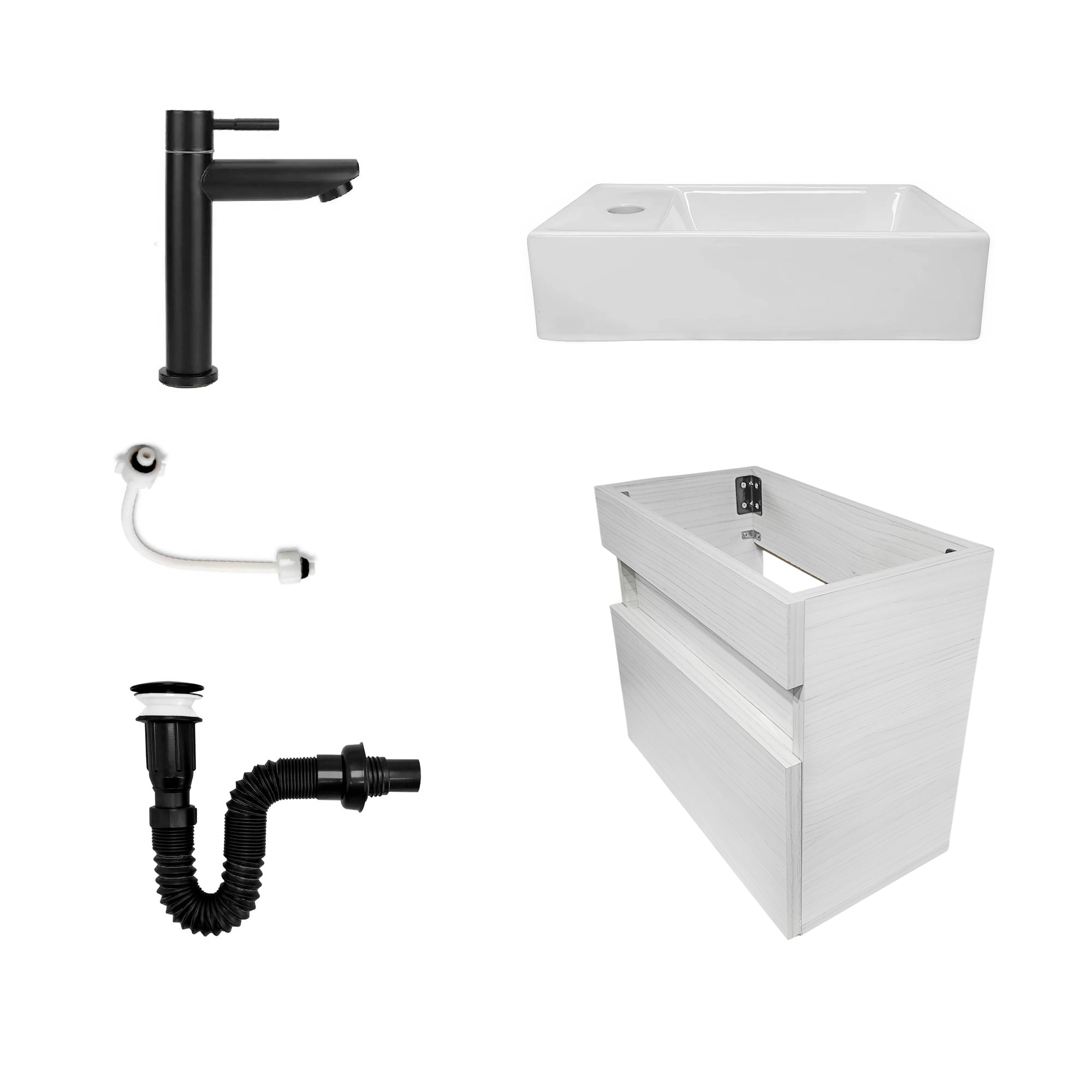 Combo Mueble Lavamanos + Lavamanos + Grifería + Sifón C368