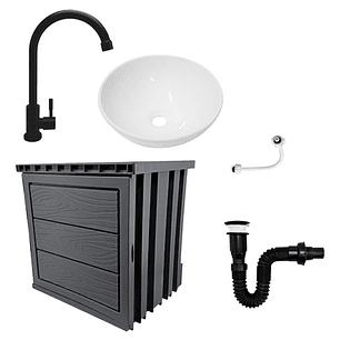 Kit Mueble + Lavamanos + Grifería  Ccol1124 Gris Un Agujero