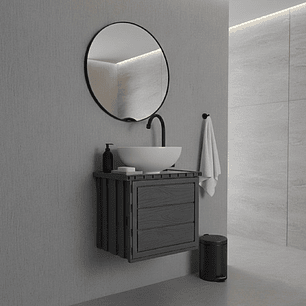 Kit Mueble + Lavamanos + Grifería  Ccol1124 Gris Un Agujero