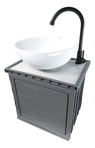Kit Mueble + Lavamanos + Grifería  Ccol1124 Gris Un Agujero