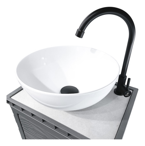 Kit Mueble + Lavamanos + Grifería  Ccol1124 Gris Un Agujero