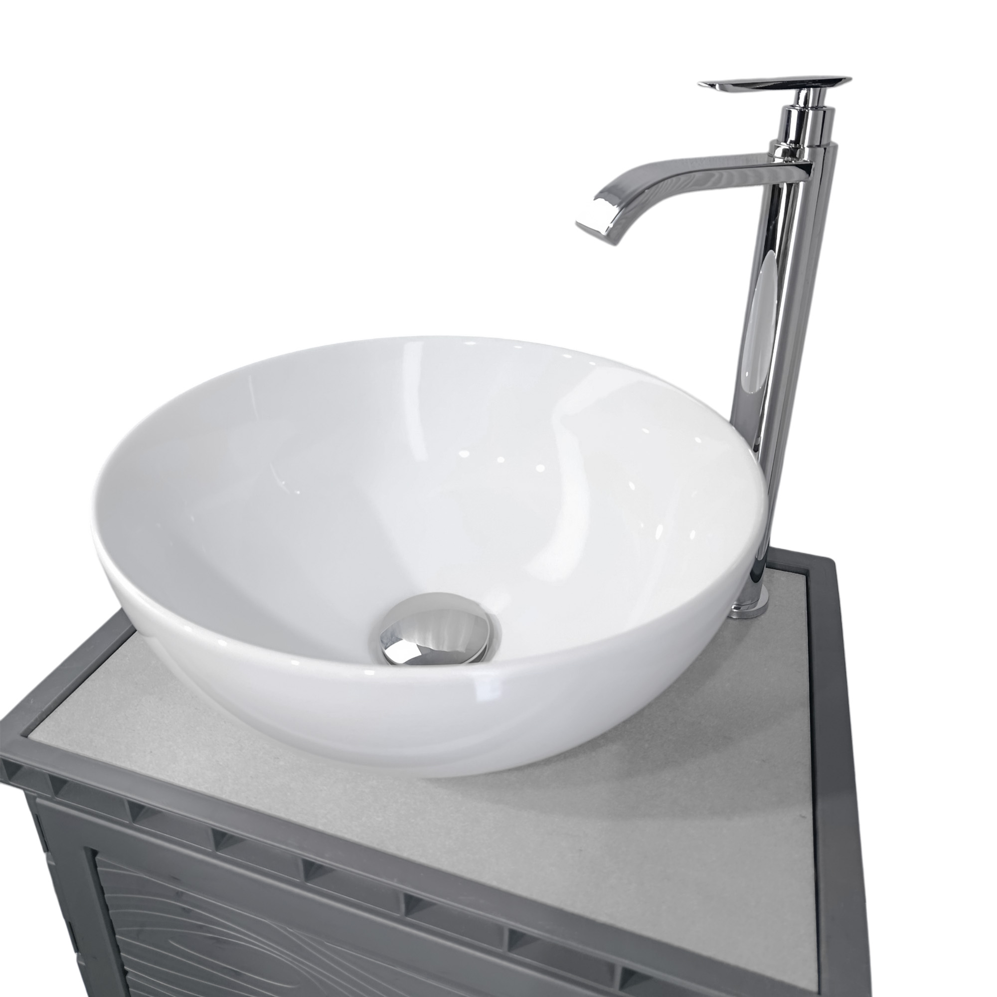 Kit Mueble + Lavamanos + Griferia  Ccol1125 Gris Un Agujero