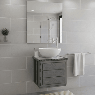 Kit Mueble + Lavamanos + Griferia  Ccol1125 Gris Un Agujero