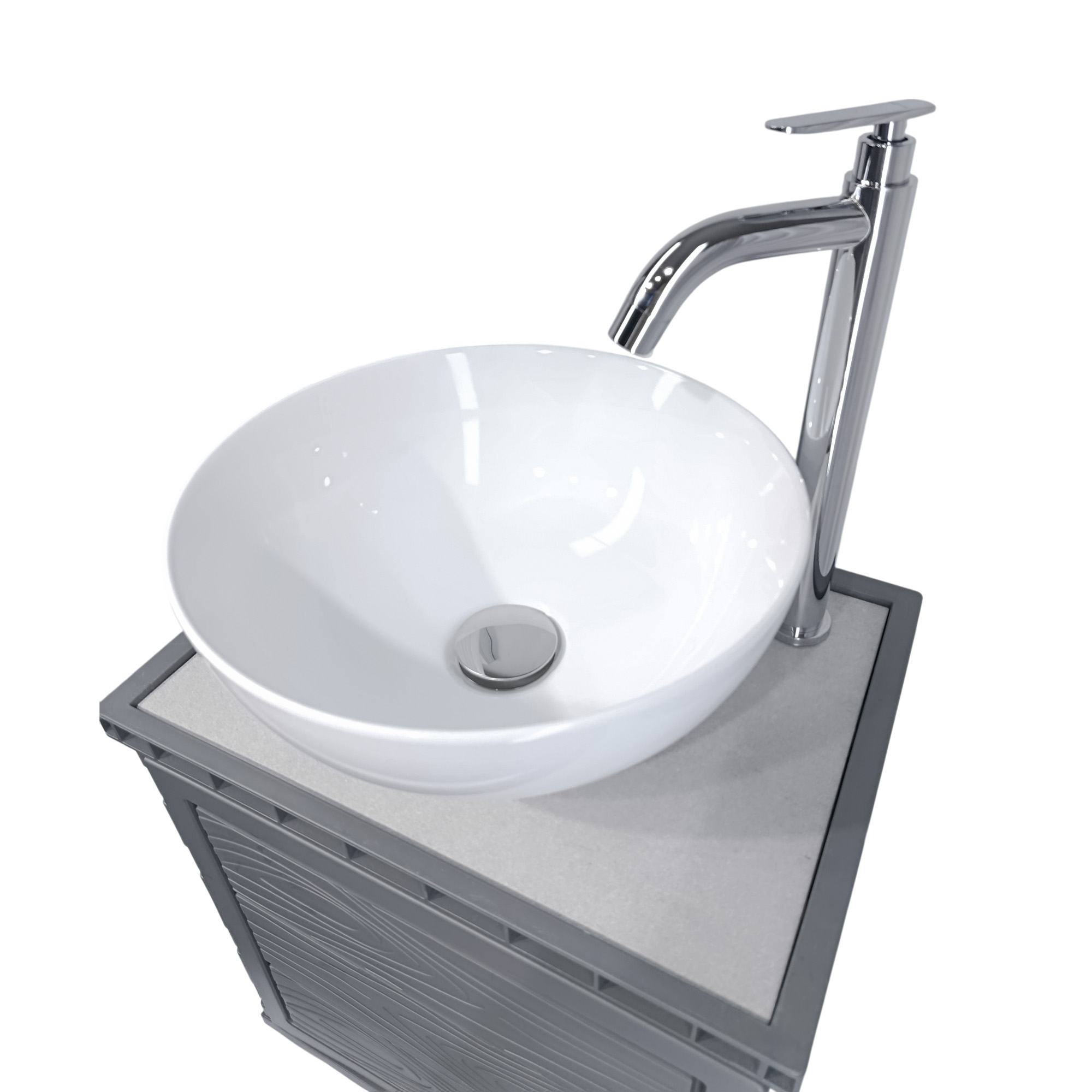 Kit Mueble + Lavamanos + Griferia  Ccol1126 Gris Un Agujero