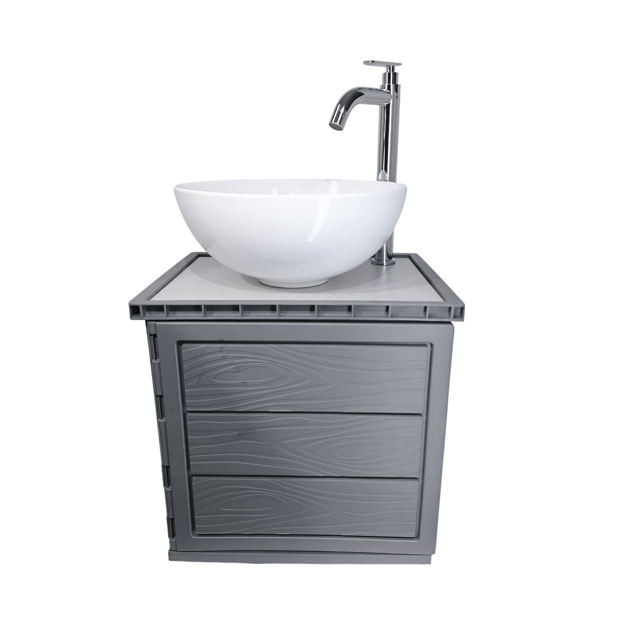 Kit Mueble + Lavamanos + Griferia  Ccol1126 Gris Un Agujero