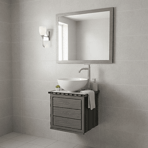 Kit Mueble + Lavamanos + Griferia  Ccol1126 Gris Un Agujero