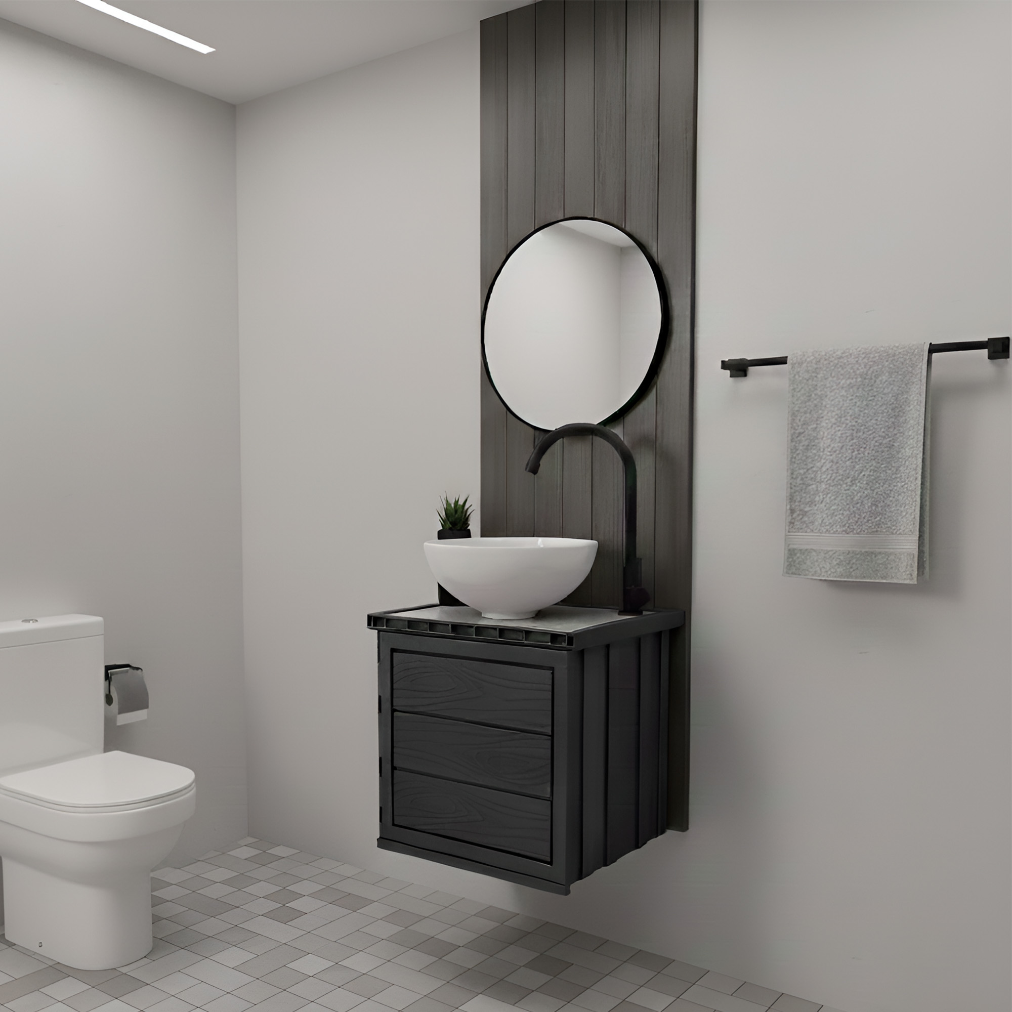 Kit Mueble Pvc + Lavamanos + Griferia Ccol1144