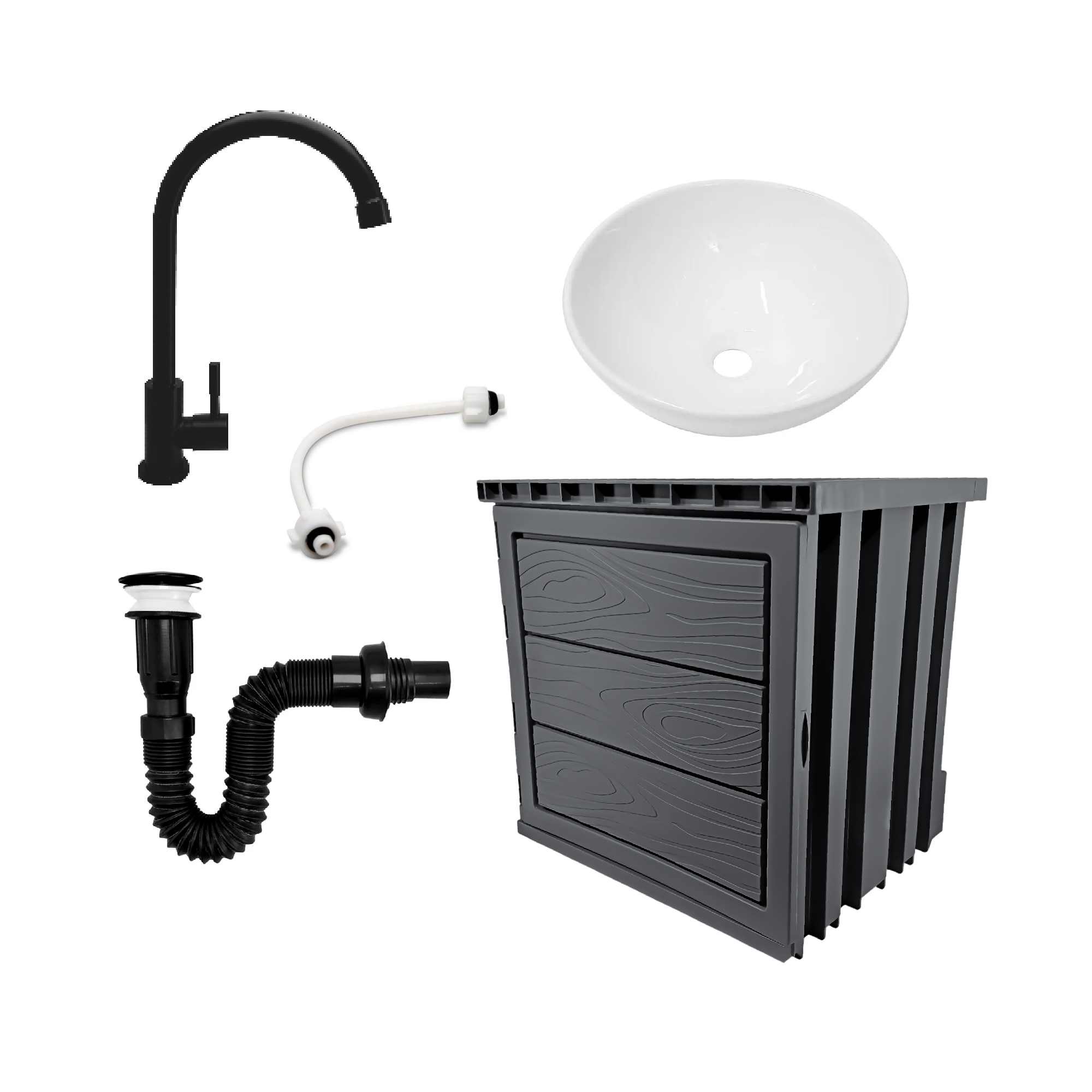 Kit Mueble Pvc + Lavamanos + Griferia Ccol1144