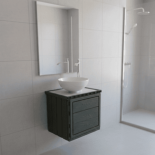 Kit Mueble Gris Pvc + Lavamanos + Griferia Ccol1145 