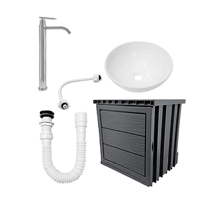 Kit Mueble Gris Pvc + Lavamanos + Griferia Ccol1145 