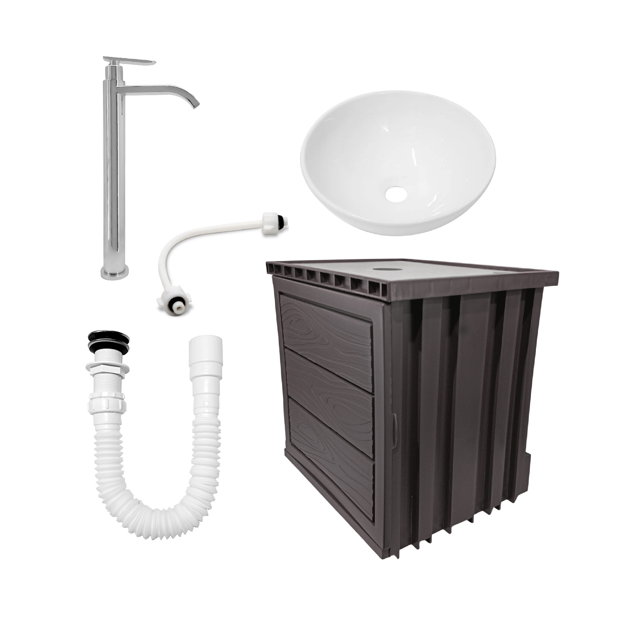 Kit Mueble Pvc + Lavamanos + Griferia Ccol1155