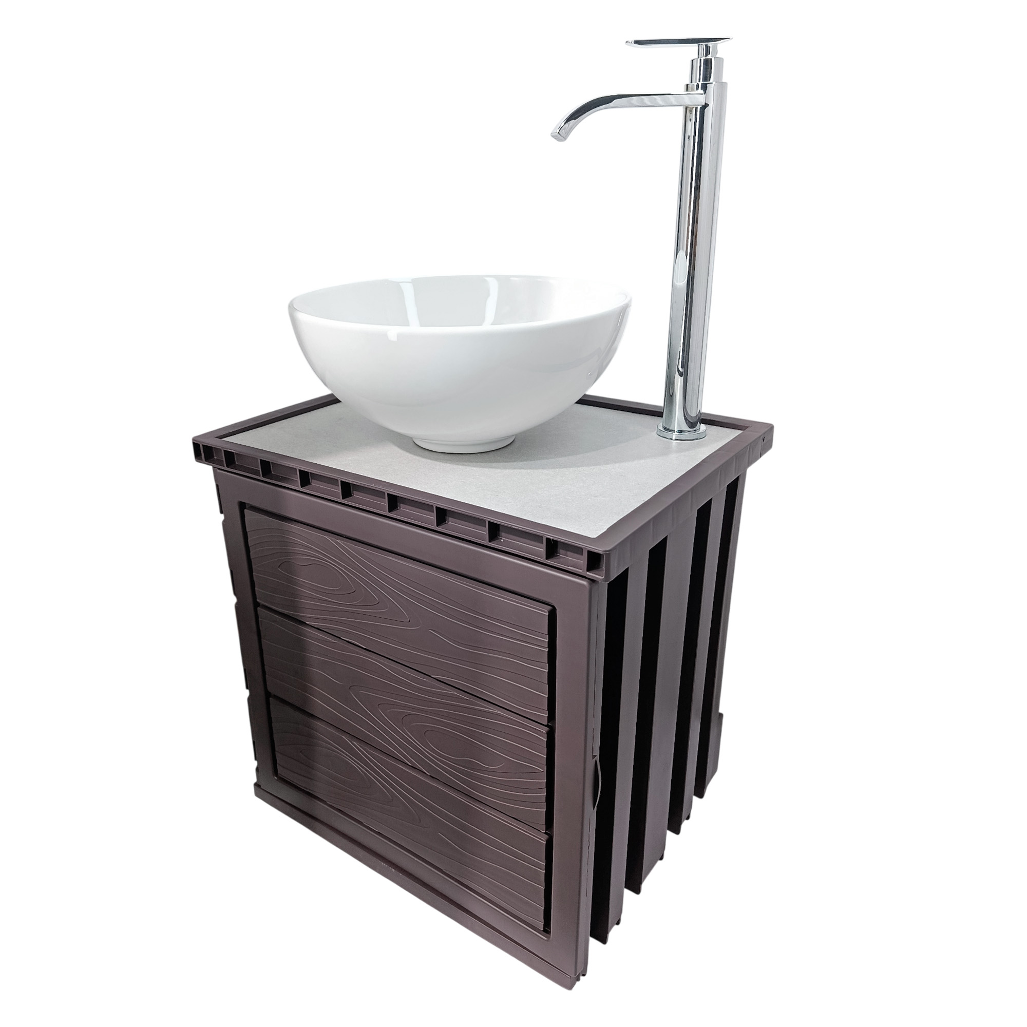 Kit Mueble Pvc + Lavamanos + Griferia Ccol1155