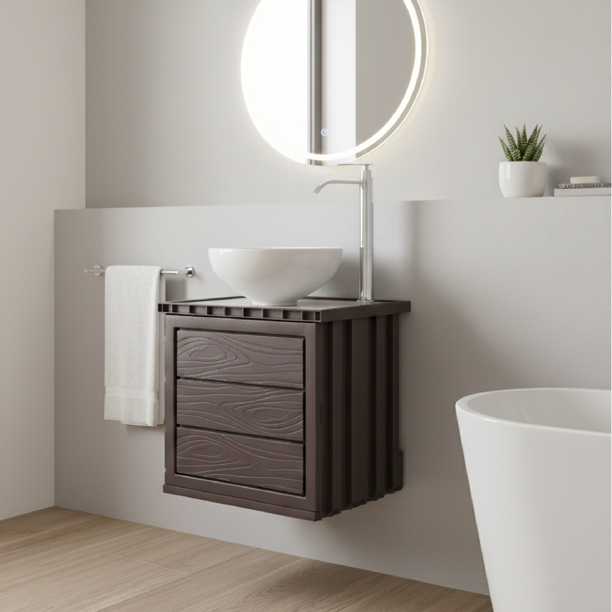 Kit Mueble Pvc + Lavamanos + Griferia Ccol1155