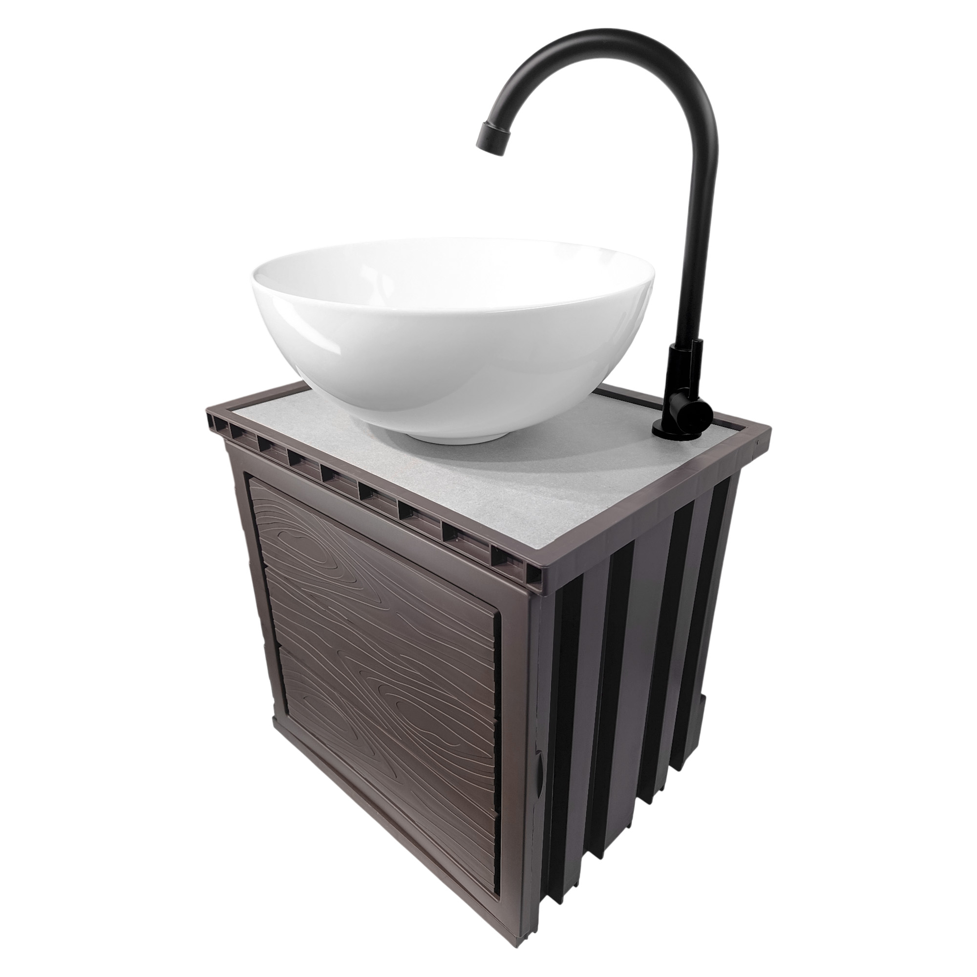 Kit Mueble + Lavamanos + Griferia  Ccol1134 Gris Un Agujero