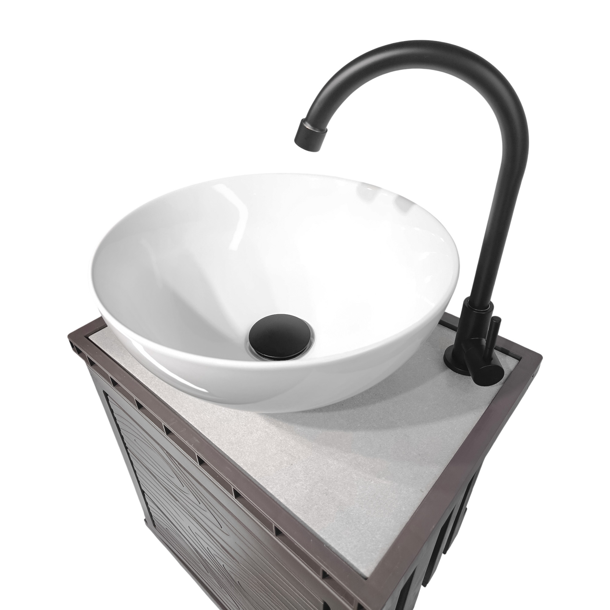 Kit Mueble + Lavamanos + Griferia  Ccol1134 Gris Un Agujero