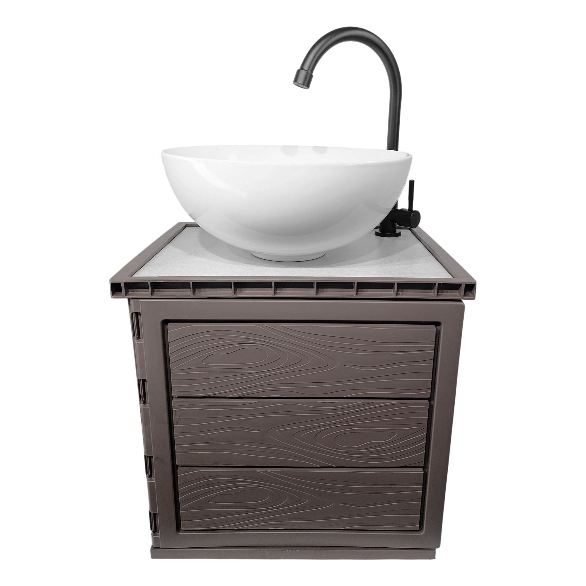 Kit Mueble + Lavamanos + Griferia  Ccol1134 Gris Un Agujero