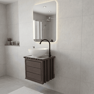 Kit Mueble + Lavamanos + Griferia  Ccol1134 Gris Un Agujero