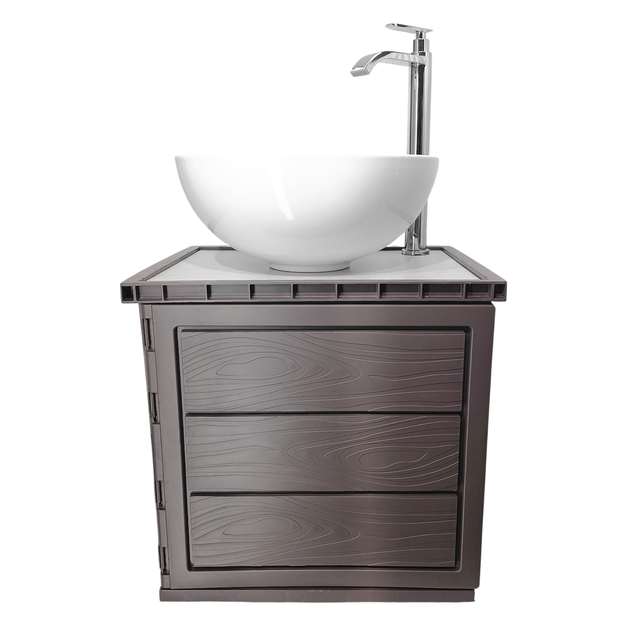 Kit Mueble + Lavamanos + Griferia  Ccol1135 Gris Un Agujero