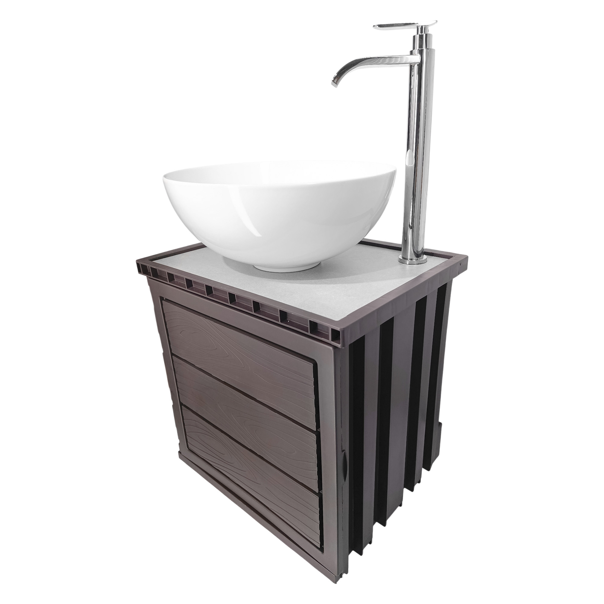 Kit Mueble + Lavamanos + Griferia  Ccol1135 Gris Un Agujero