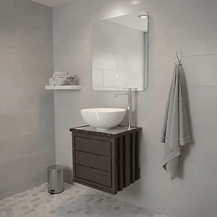 Kit Mueble + Lavamanos + Griferia  Ccol1135 Gris Un Agujero