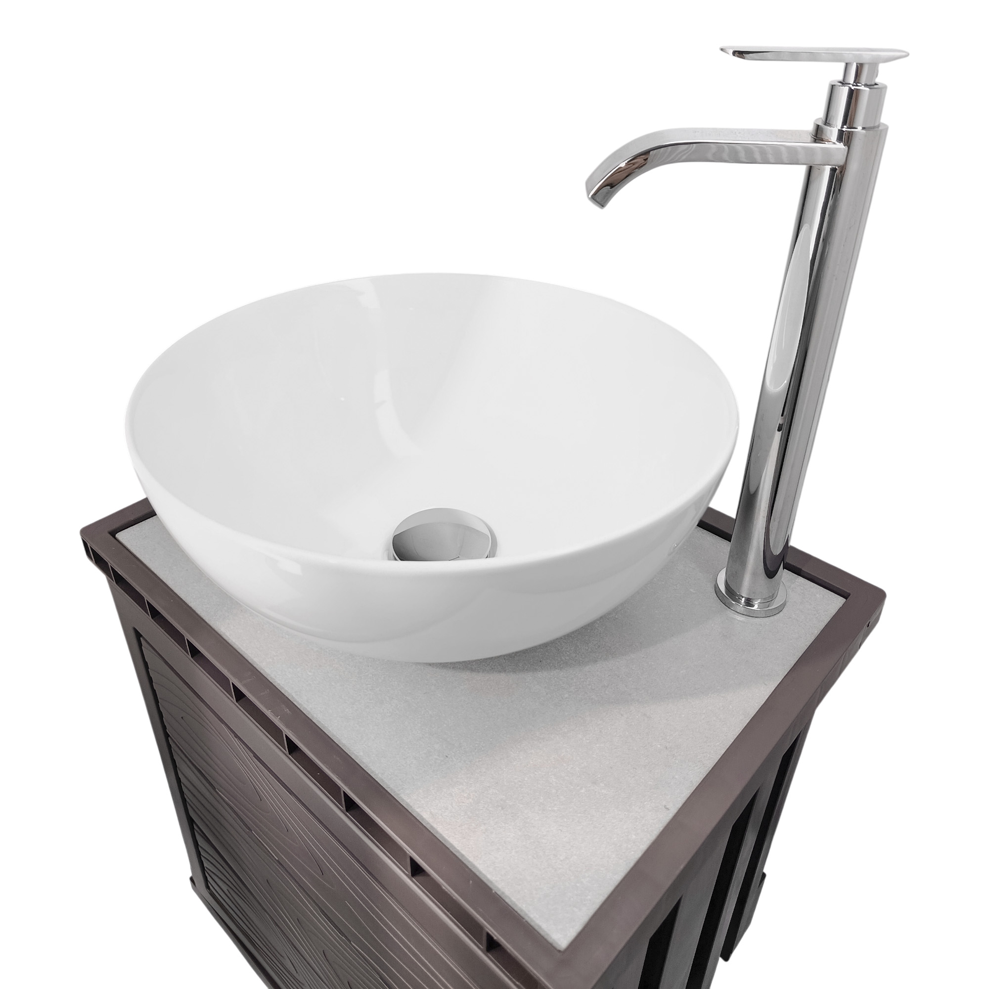 Kit Mueble + Lavamanos + Griferia  Ccol1135 Gris Un Agujero