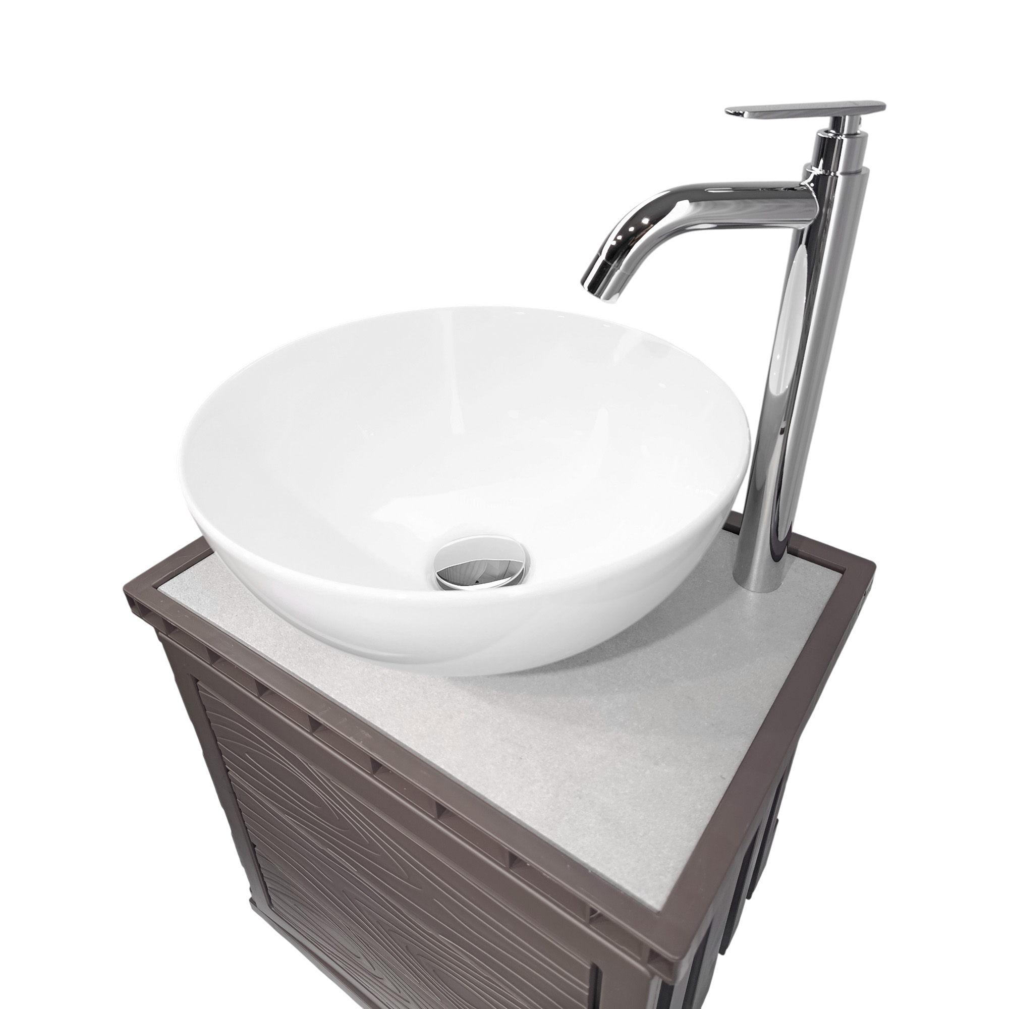 Kit Mueble + Lavamanos + Griferia  Ccol1136 Gris Un Agujero